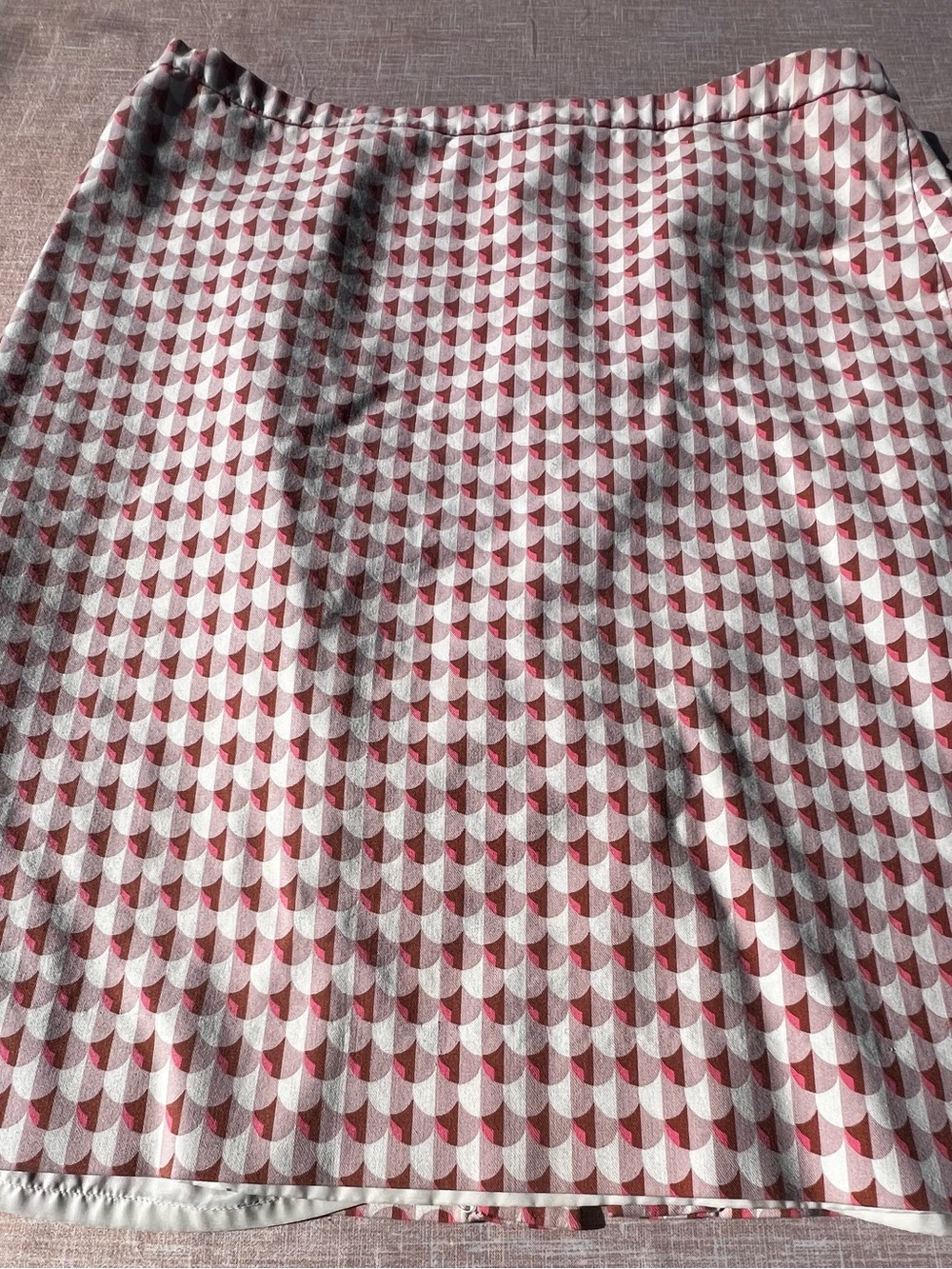 J. Crew Red and White Geometric Midi Skirt